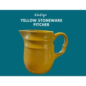 Vintage Yellow Stoneware Pitcher Creamer Handle Made in USA Serving Tableware